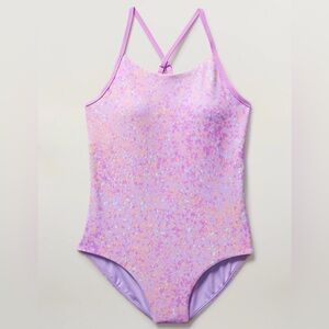 NWT Athleta Girl Adjustable Sun Spray Lilac One Piece Swimsuit size XL/14